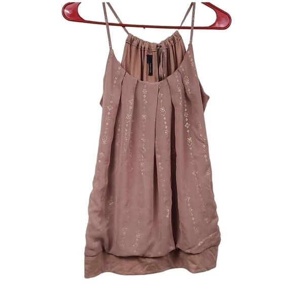 Maurices Sleeveless Top Medium Dusty Rose Pleated Neck Sheer Halter Keyhole Back - Picture 12 of 12